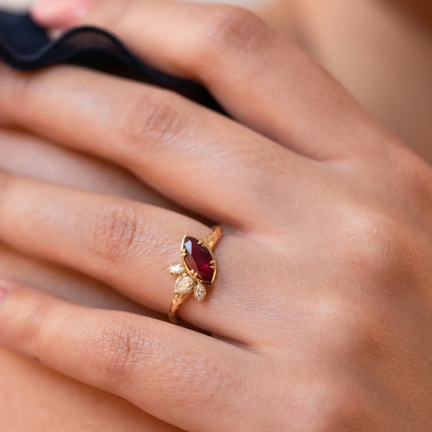 18k Marquise Ruby & Diamond Stargazer Ring