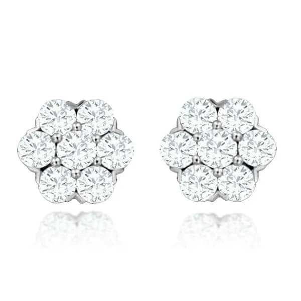 18K White Gold Cluster Studs 0.25cts