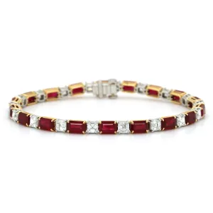 18K Yellow Gold Ruby and Diamond Bracelet