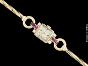 1940's Tiffany & Co. Ladies Vintage Watch - 14K Rose Gold with Diamonds & Rubies