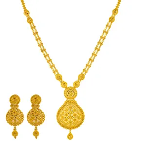 22K Yellow Gold Bridal Necklace & Earring Set (54.6 grams)