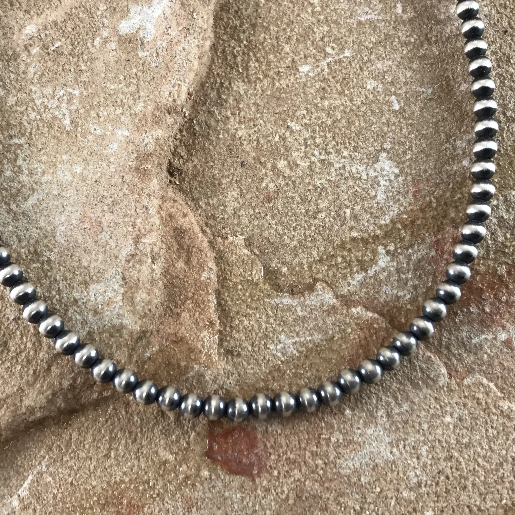 24" Single Strand Oxidized Sterling Silver Beaded Necklace 3 mm