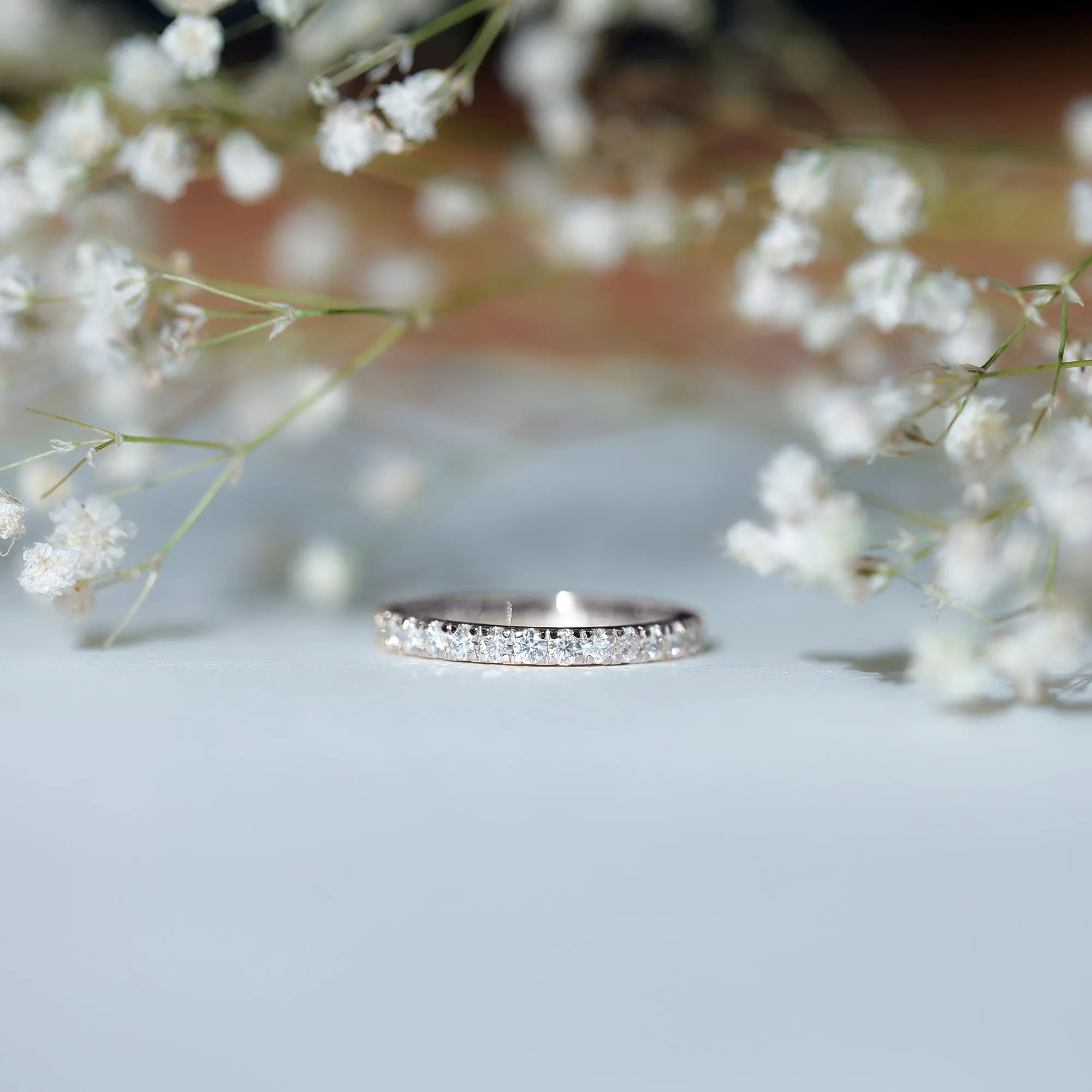 2.5 CT French Pave Set Moissanite Stackable Full Eternity Ring