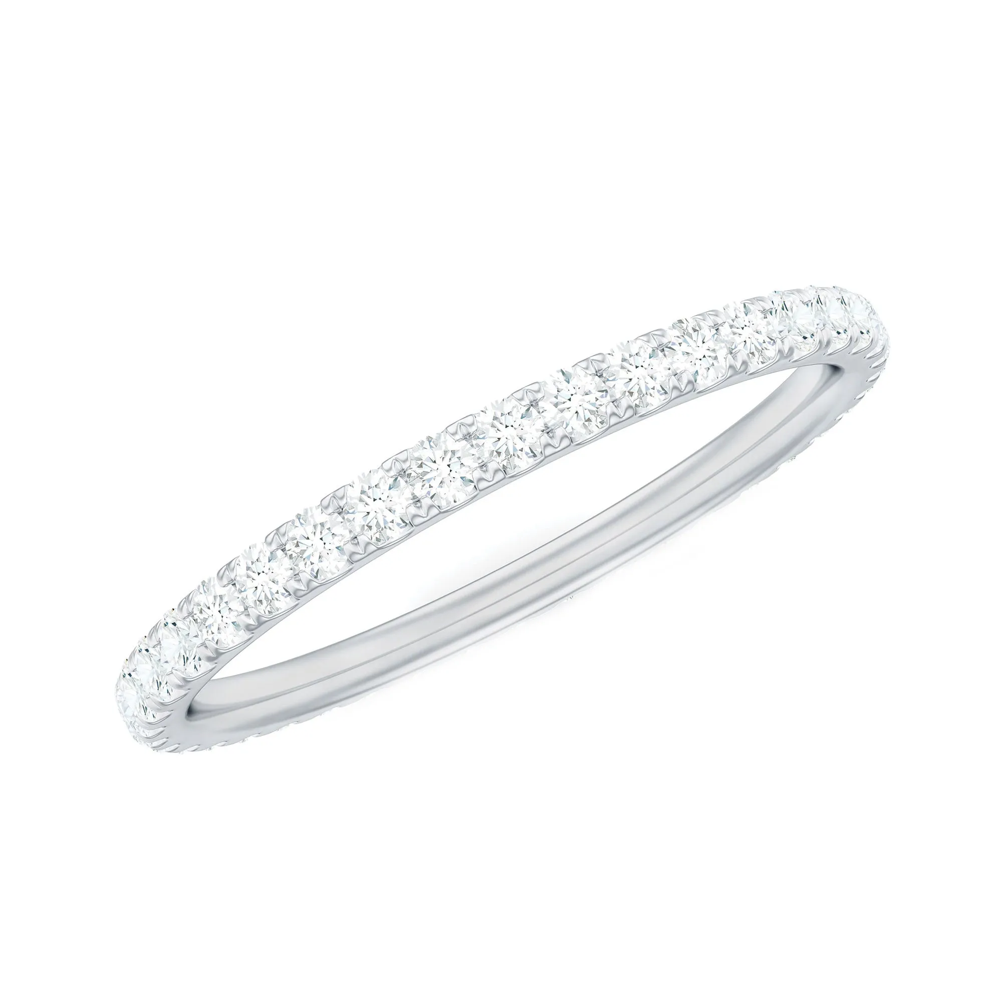 2.5 CT French Pave Set Moissanite Stackable Full Eternity Ring