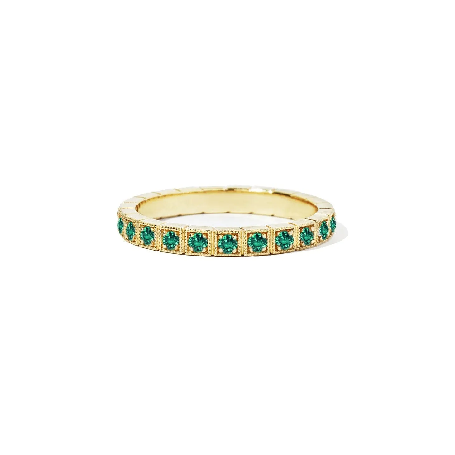 2mm Notched Deco Emerald Eternity Ring