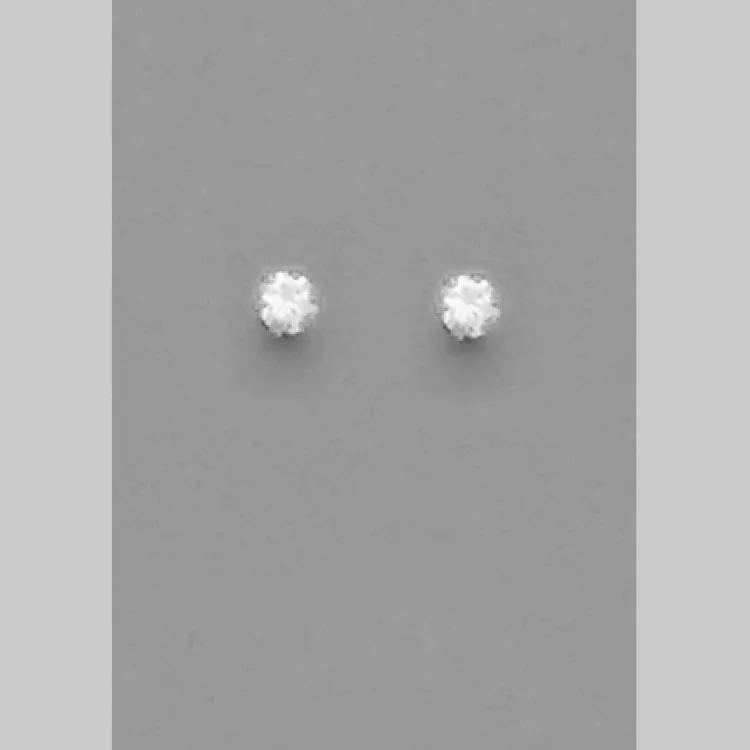 3mm Round CZ Stud Earrings