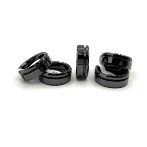 5 Pack - Black Ceramic Ring Blanks Offset Channel