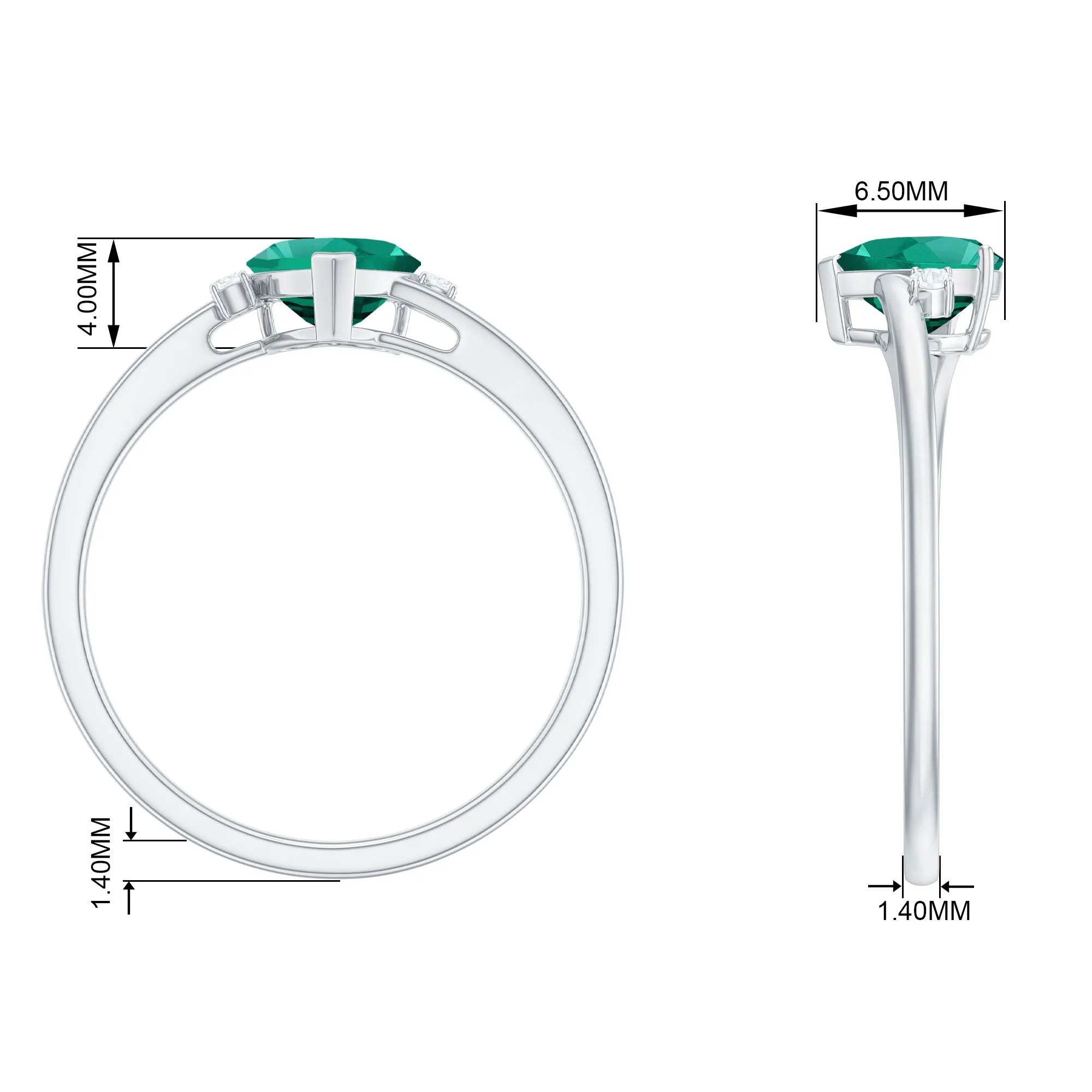 6 MM Heart Lab Grown Emerald Minimal Solitaire Promise Ring