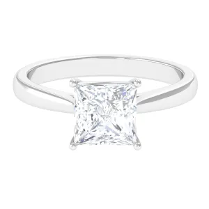 7 MM Princess Cut Solitaire and Hidden Moissanite Ring