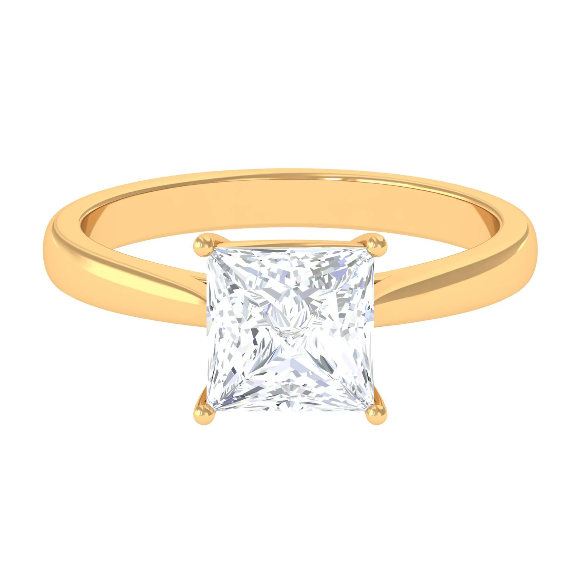 7 MM Princess Cut Solitaire and Hidden Moissanite Ring