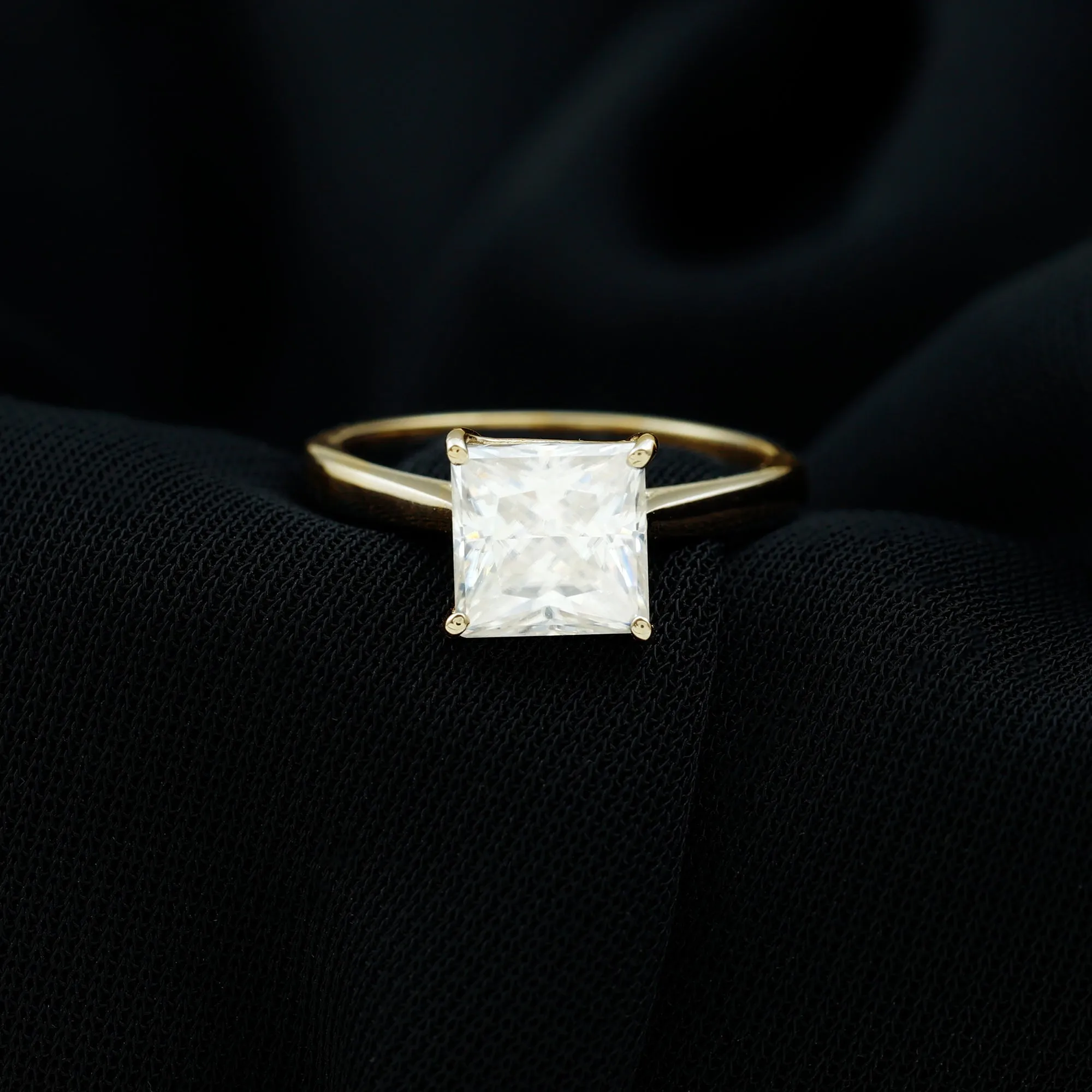 7 MM Princess Cut Solitaire and Hidden Moissanite Ring