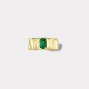 .70ct Emerald Cut Emerald Pleated Solitaire Band