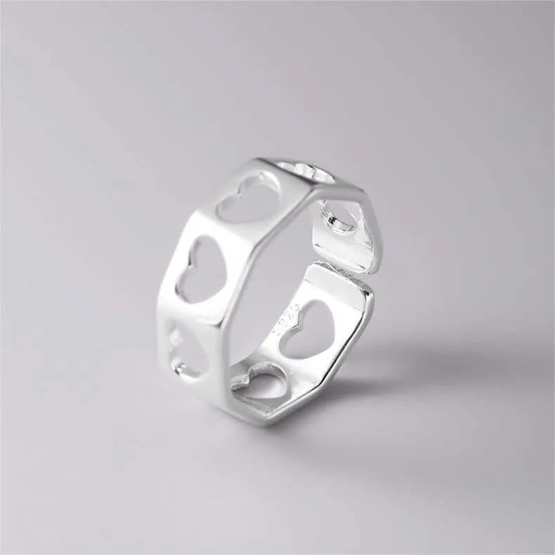 925 Sterling Silver Skeleton Love Plain Ring