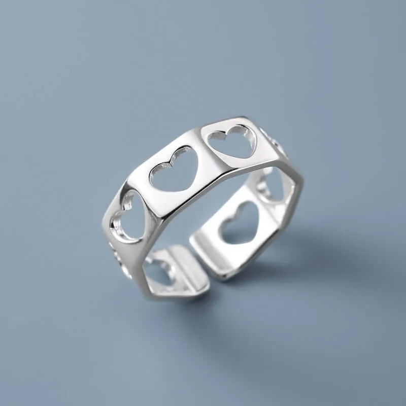 925 Sterling Silver Skeleton Love Plain Ring