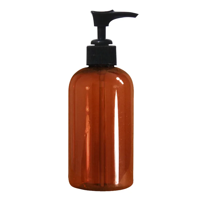 Amber Plastic Bottle with Pump - 8 oz