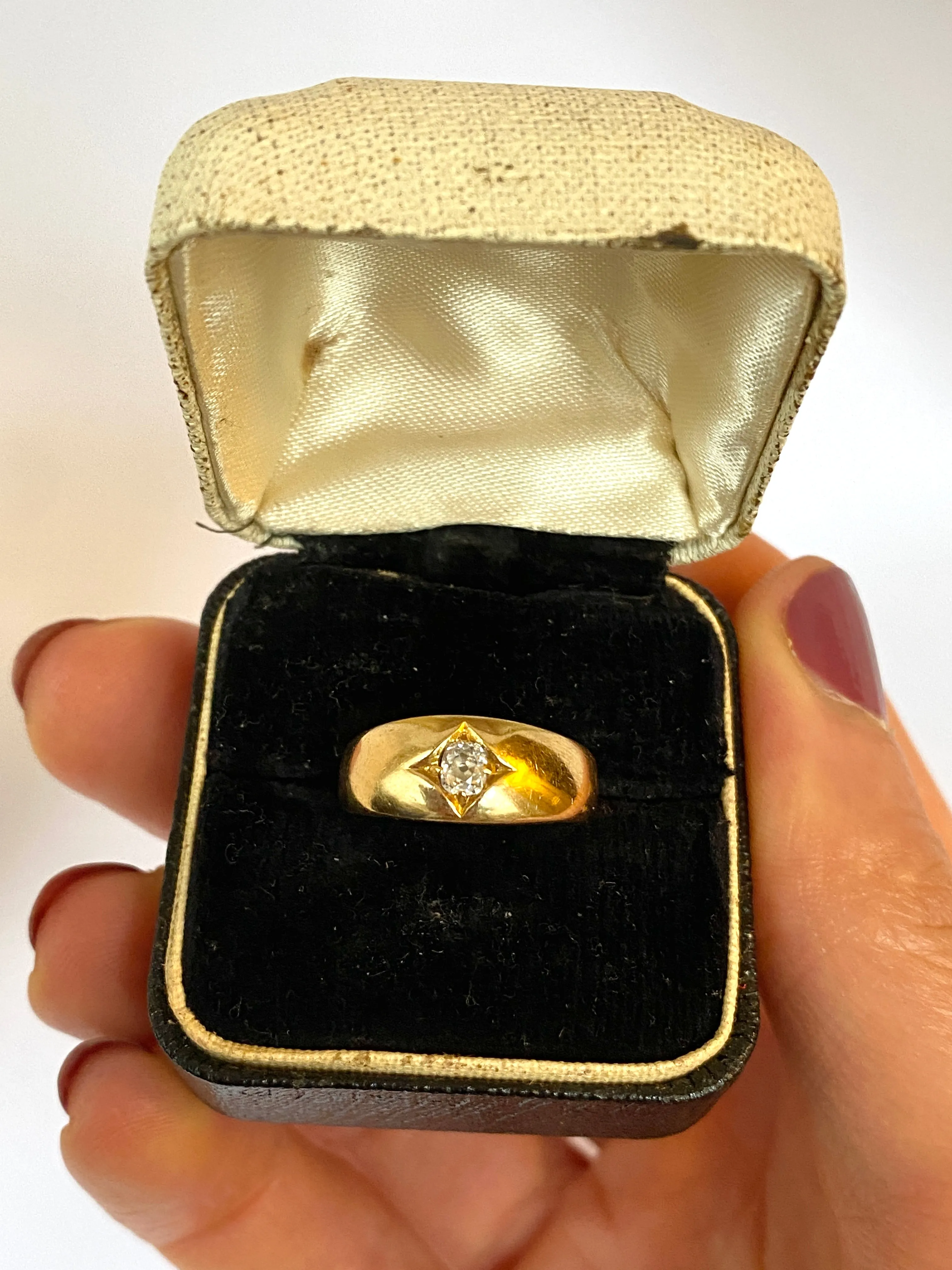 Antique, Victorian, 18ct Gold, Old Mine Cut Diamond Solitaire Ring,  4.76g