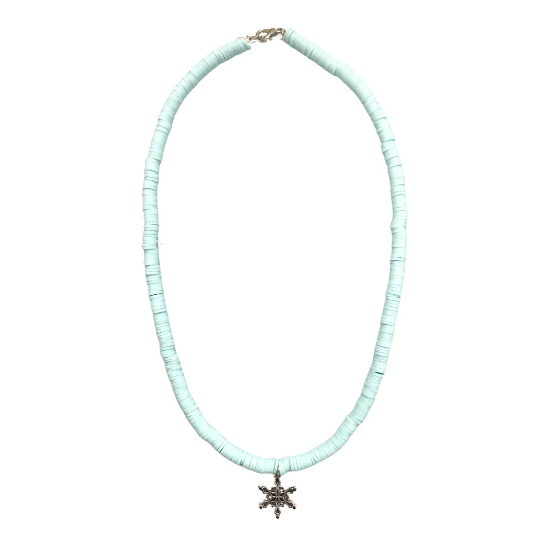 Aqua w/Snowflake Beaded Necklace