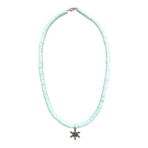 Aqua w/Snowflake Beaded Necklace