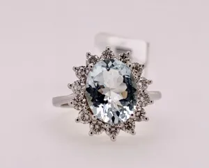 Aquamarine & Diamond Ring