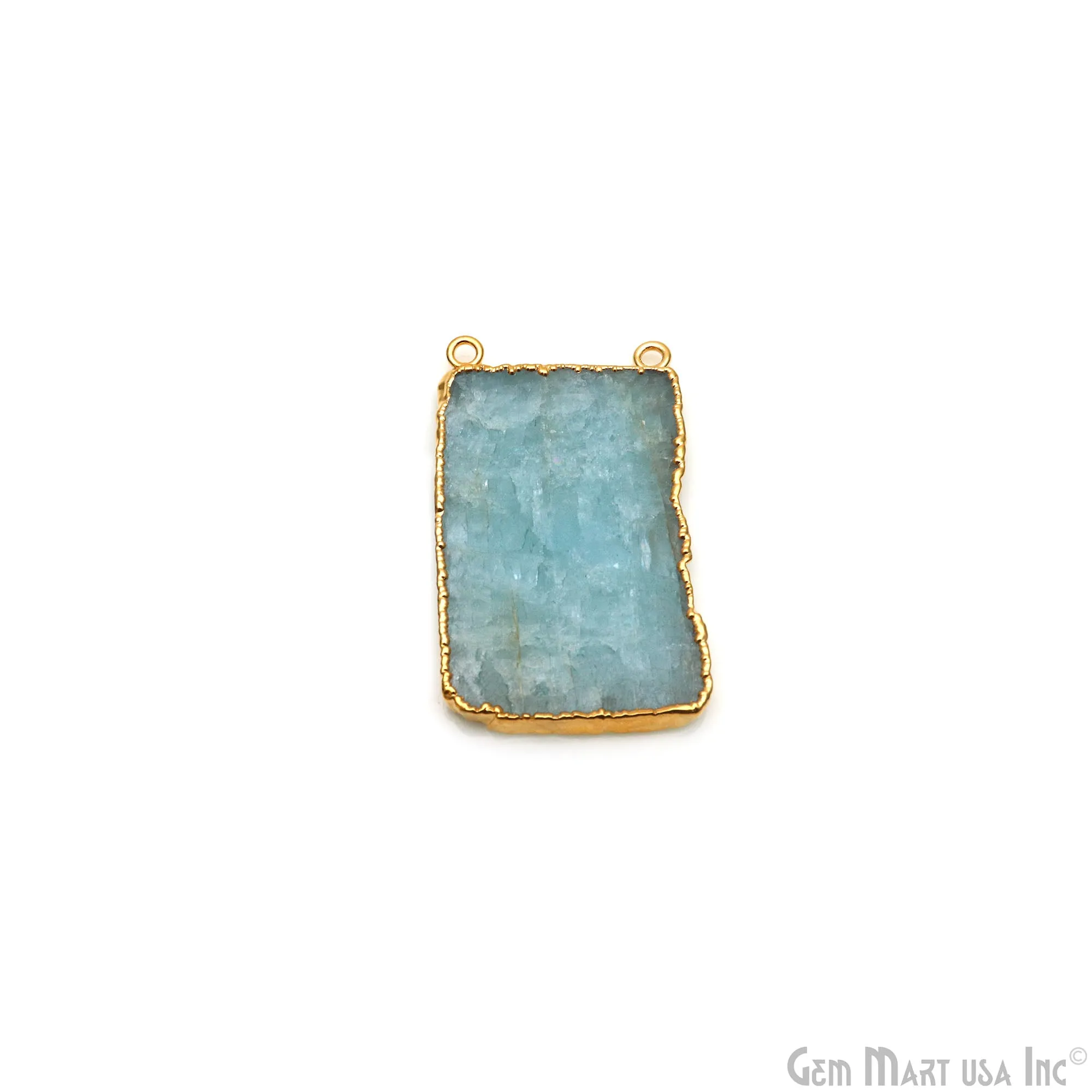 Aquamarine Free Form 56x32mm Gold Electroplated Gemstone Cat Bail Connector