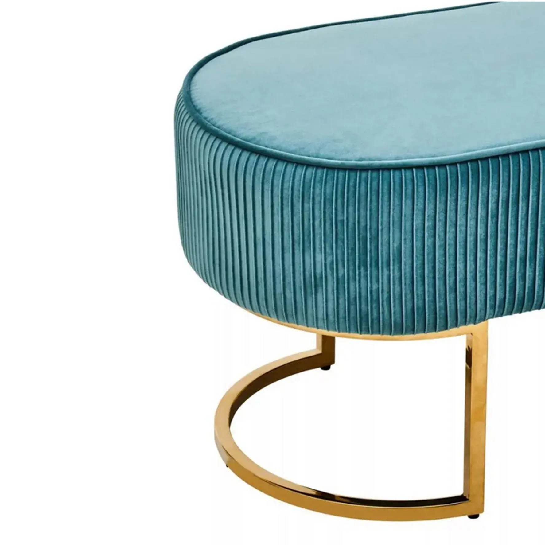 Aquamarine Velvet Cushioned Stool 121 cm