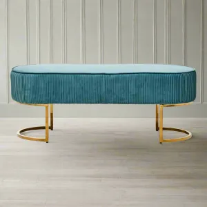 Aquamarine Velvet Cushioned Stool 121 cm