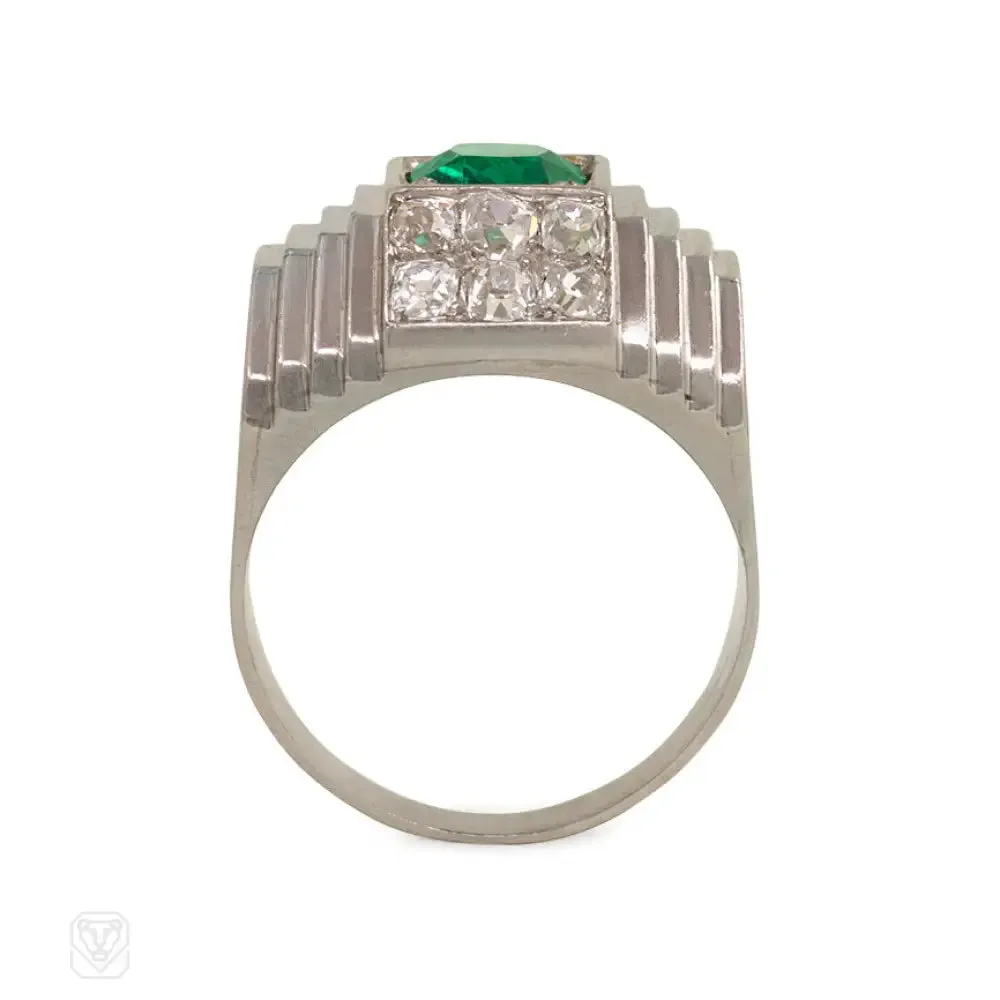 Art Deco emerald and diamond ring, René  Boivin