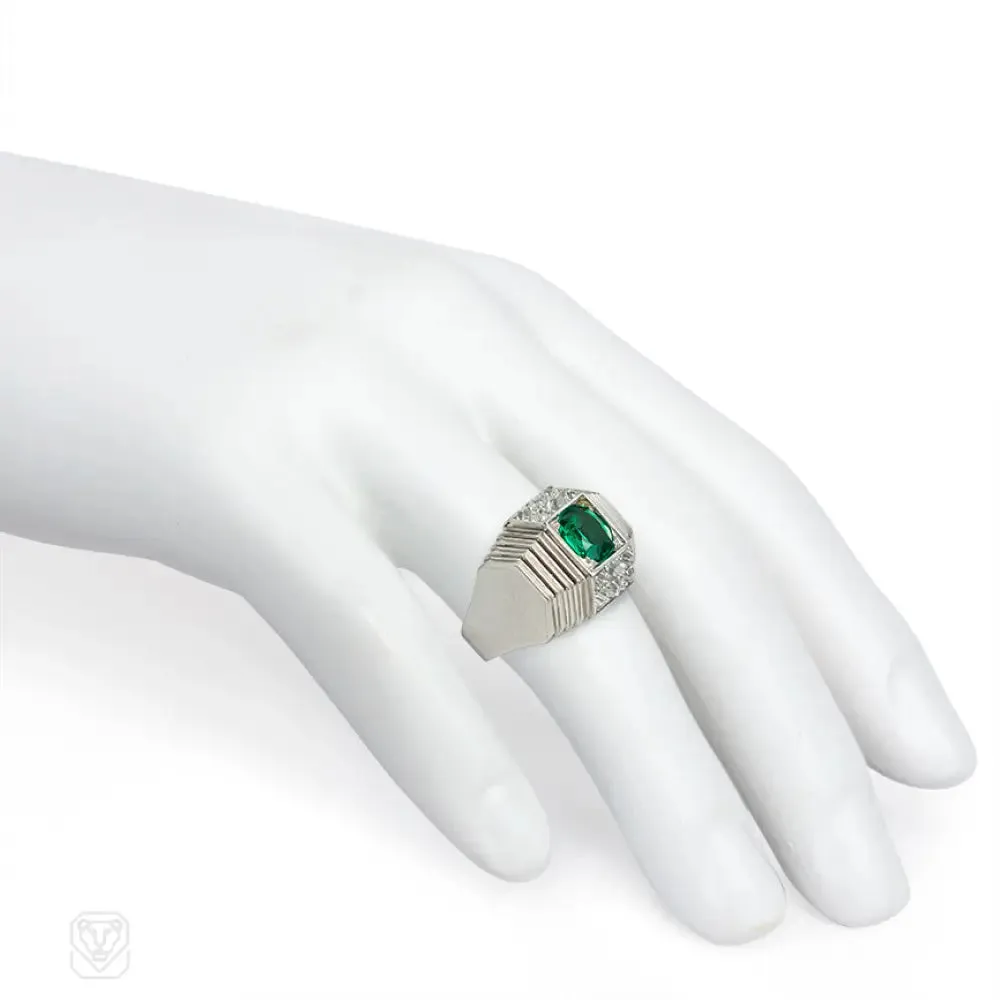 Art Deco emerald and diamond ring, René  Boivin