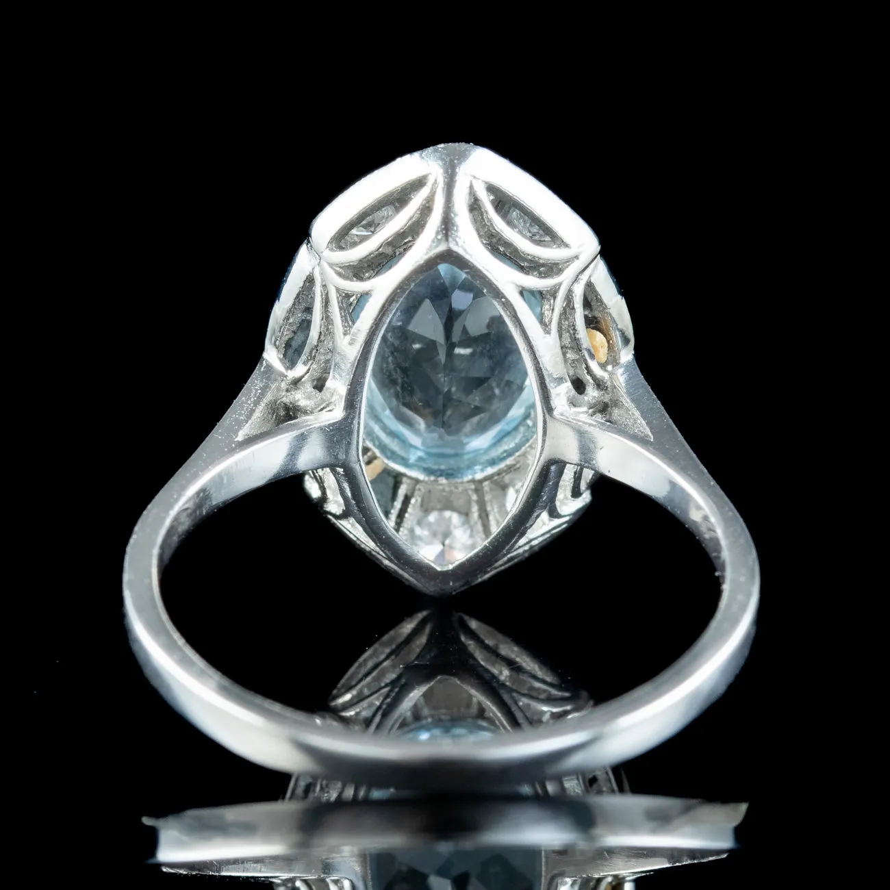 Art Deco Style Aquamarine Diamond Cluster Ring 1.5ct Aqua