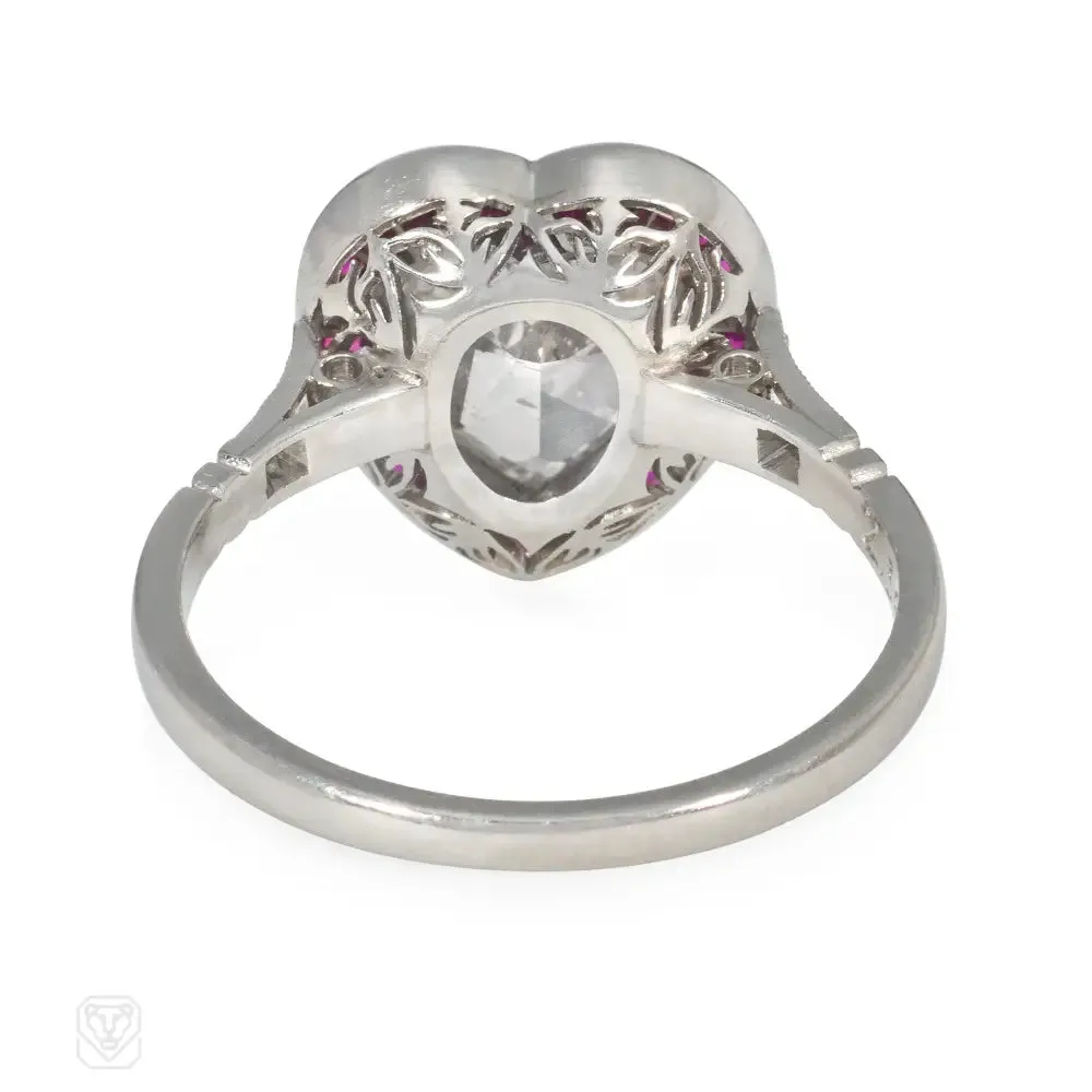 Art Deco style heart-shaped diamond ring