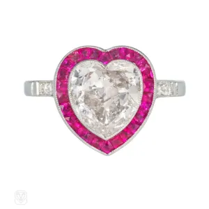 Art Deco style heart-shaped diamond ring