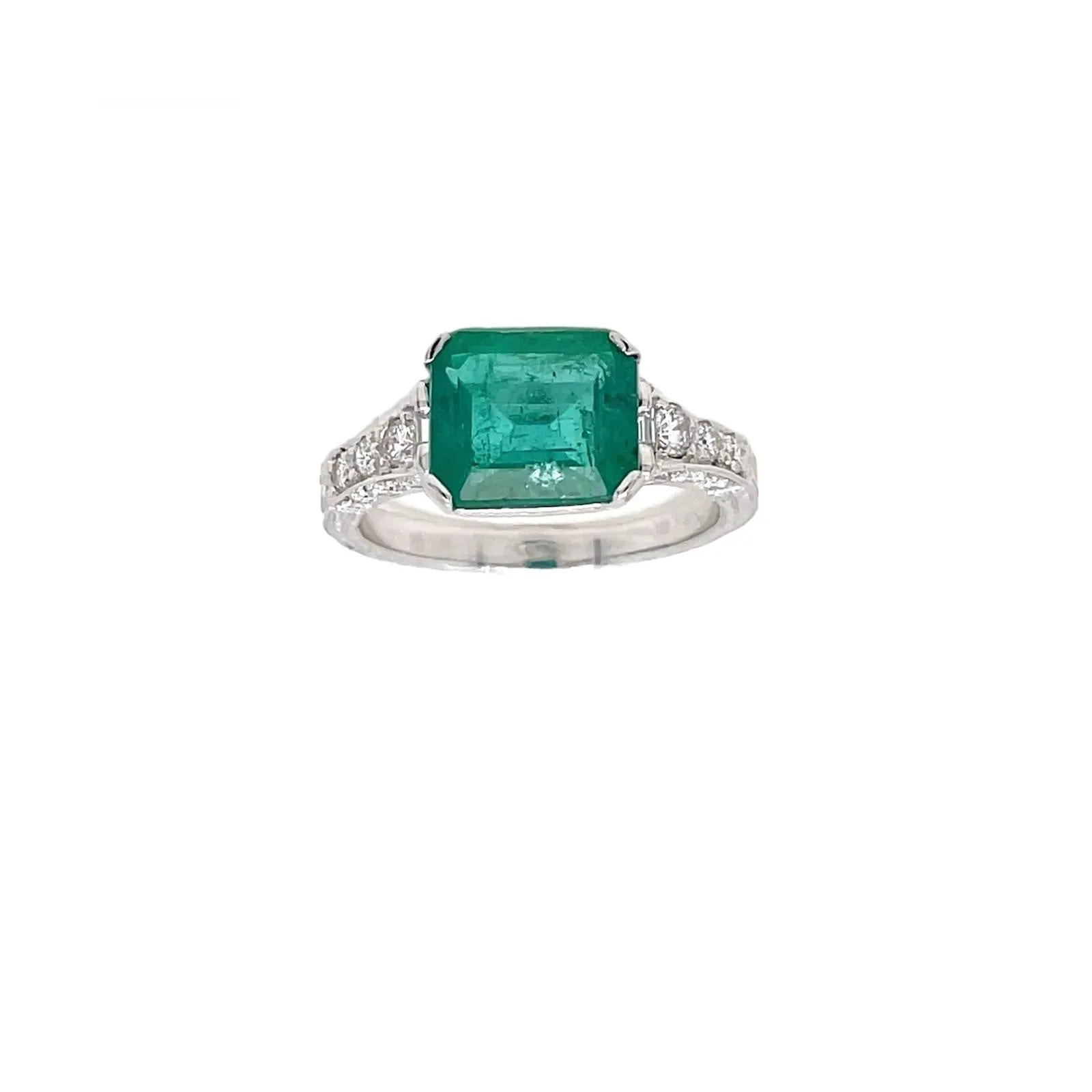 Art Nouveau Emerald Diamond Ring