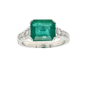 Art Nouveau Emerald Diamond Ring