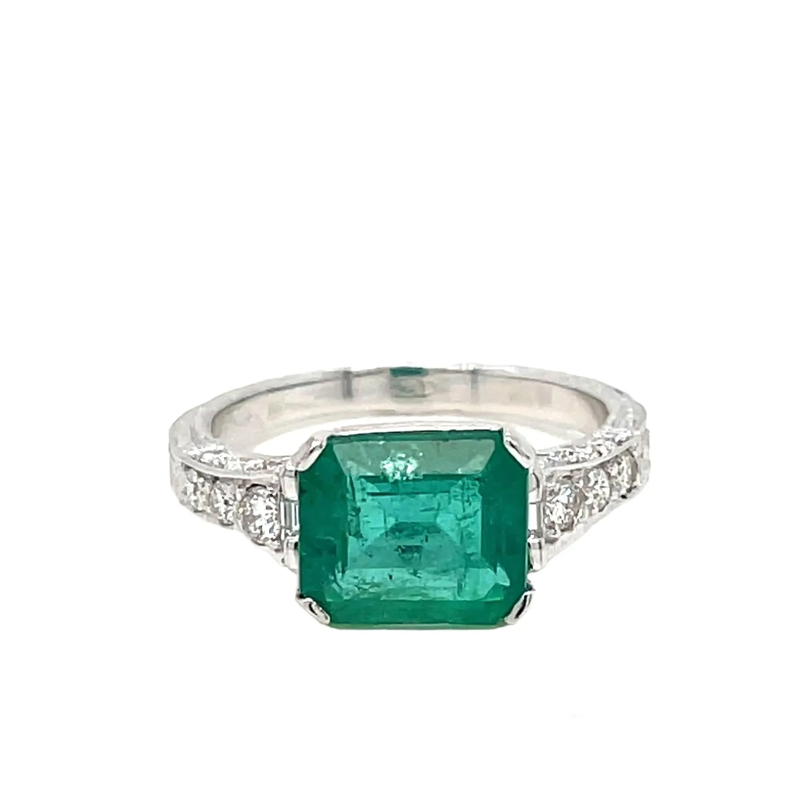 Art Nouveau Emerald Diamond Ring