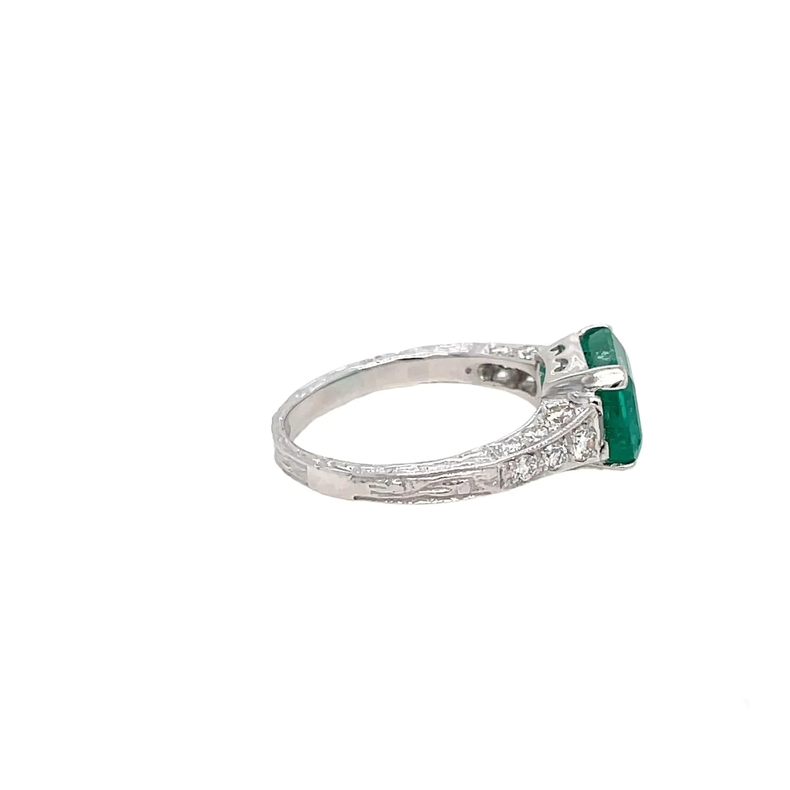 Art Nouveau Emerald Diamond Ring