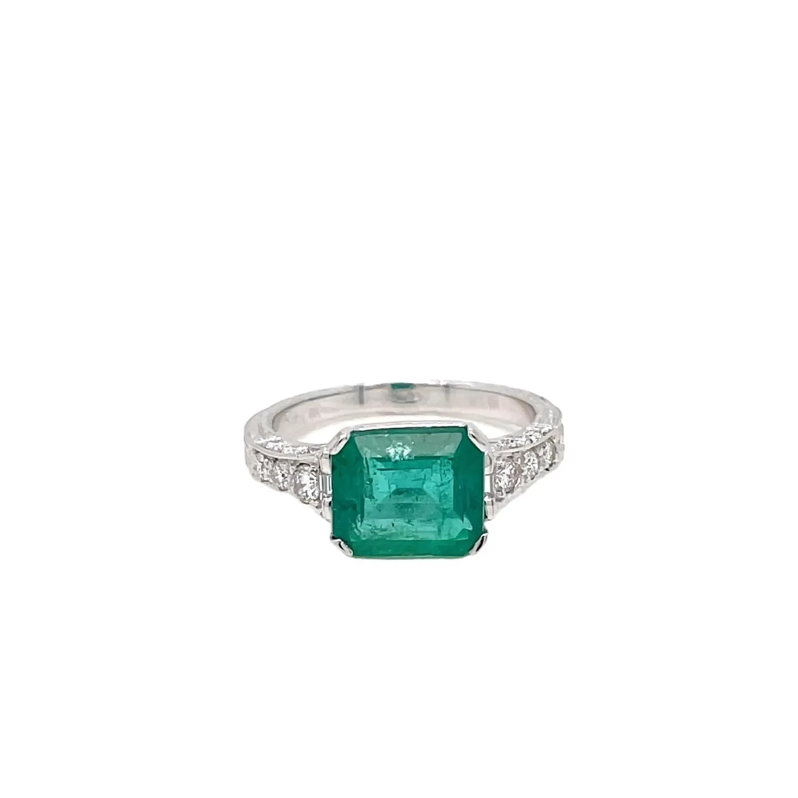 Art Nouveau Emerald Diamond Ring