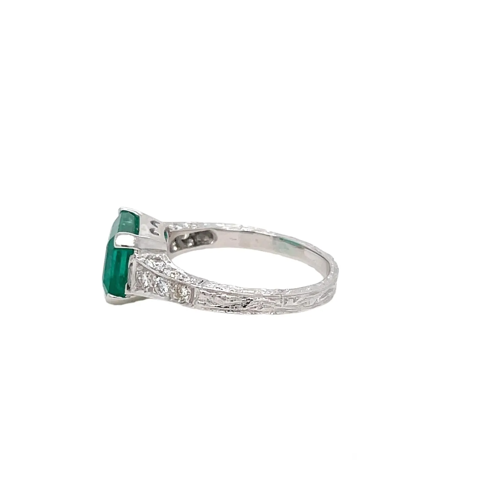 Art Nouveau Emerald Diamond Ring