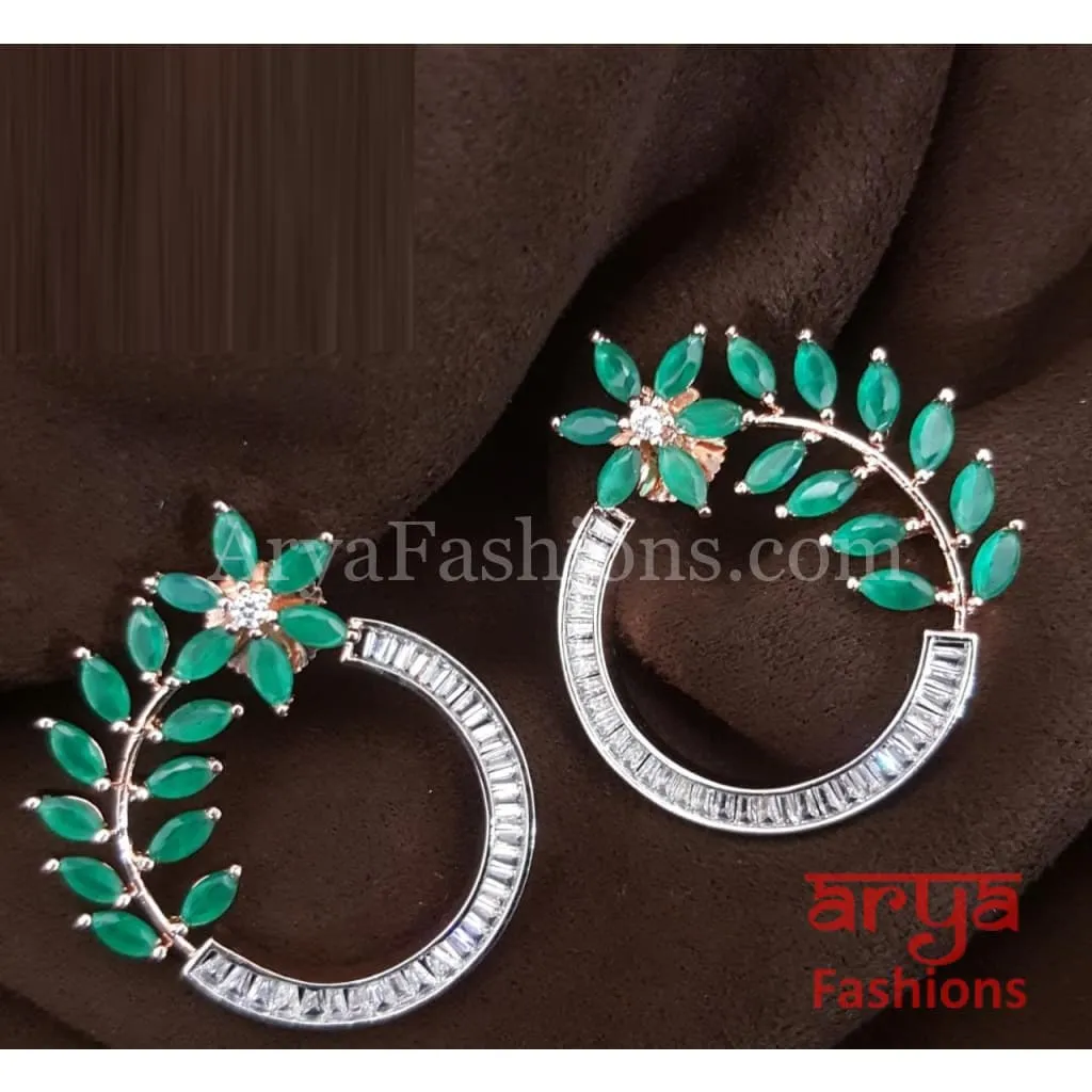 Astha Round Leaf CZ Studs/ Fusion Studs/Contemporary Studs