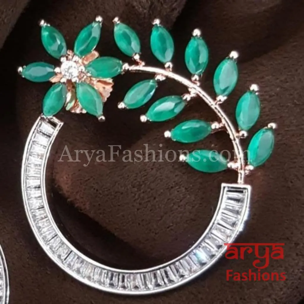 Astha Round Leaf CZ Studs/ Fusion Studs/Contemporary Studs