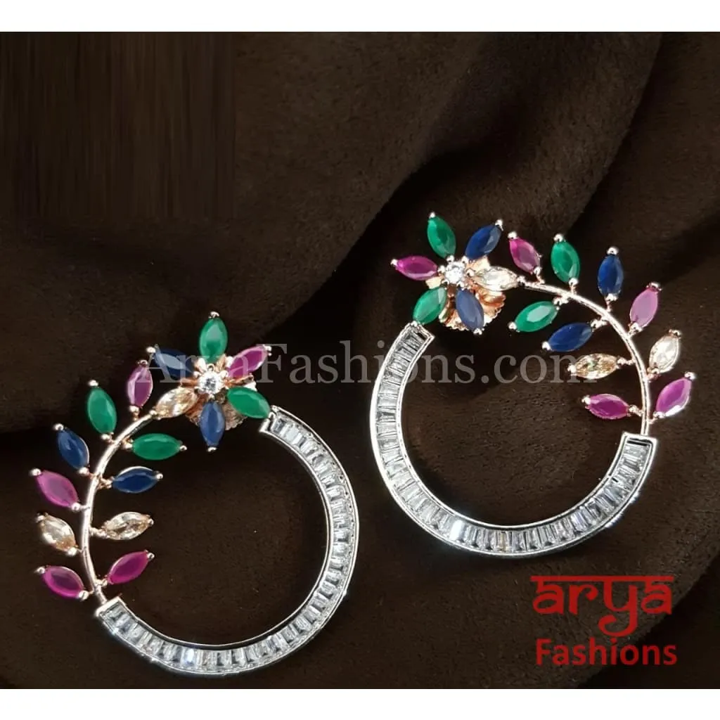 Astha Round Leaf CZ Studs/ Fusion Studs/Contemporary Studs