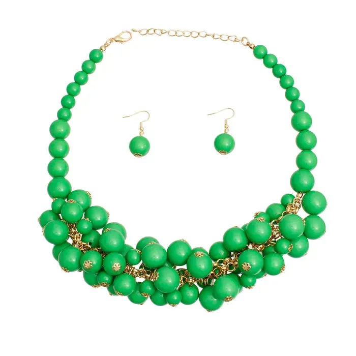 Ball Bead Cluster Collar Set