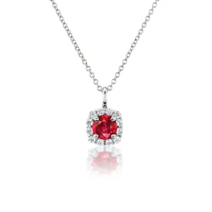 Barmakian Ruby and Diamond Halo Pendant