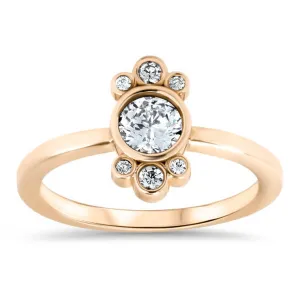 Bezel Set Diamond Halo Engagement Ring - Eleanor