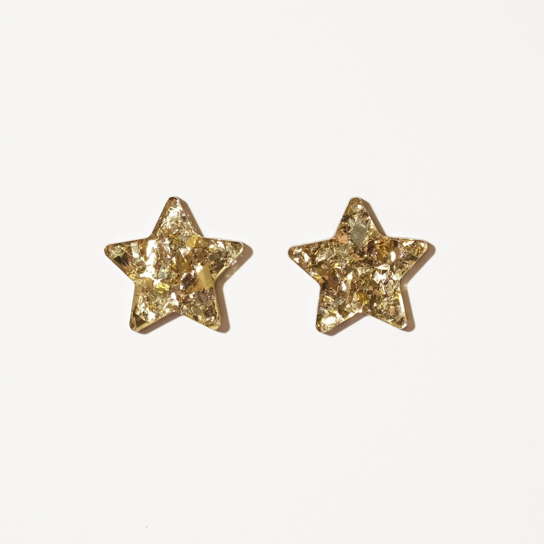 Big Stud Earrings - Star Studs in Champagne Gold Glitter