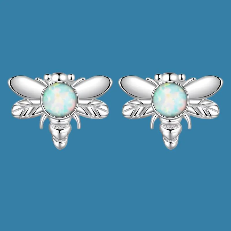 BISAER 100% 925 Sterling Silver Mini Heart Moonstone Stud Earrings - Elegant Platinum-Plated Jewelry for Women and Couples, Perfect Gift for Any Occasion!