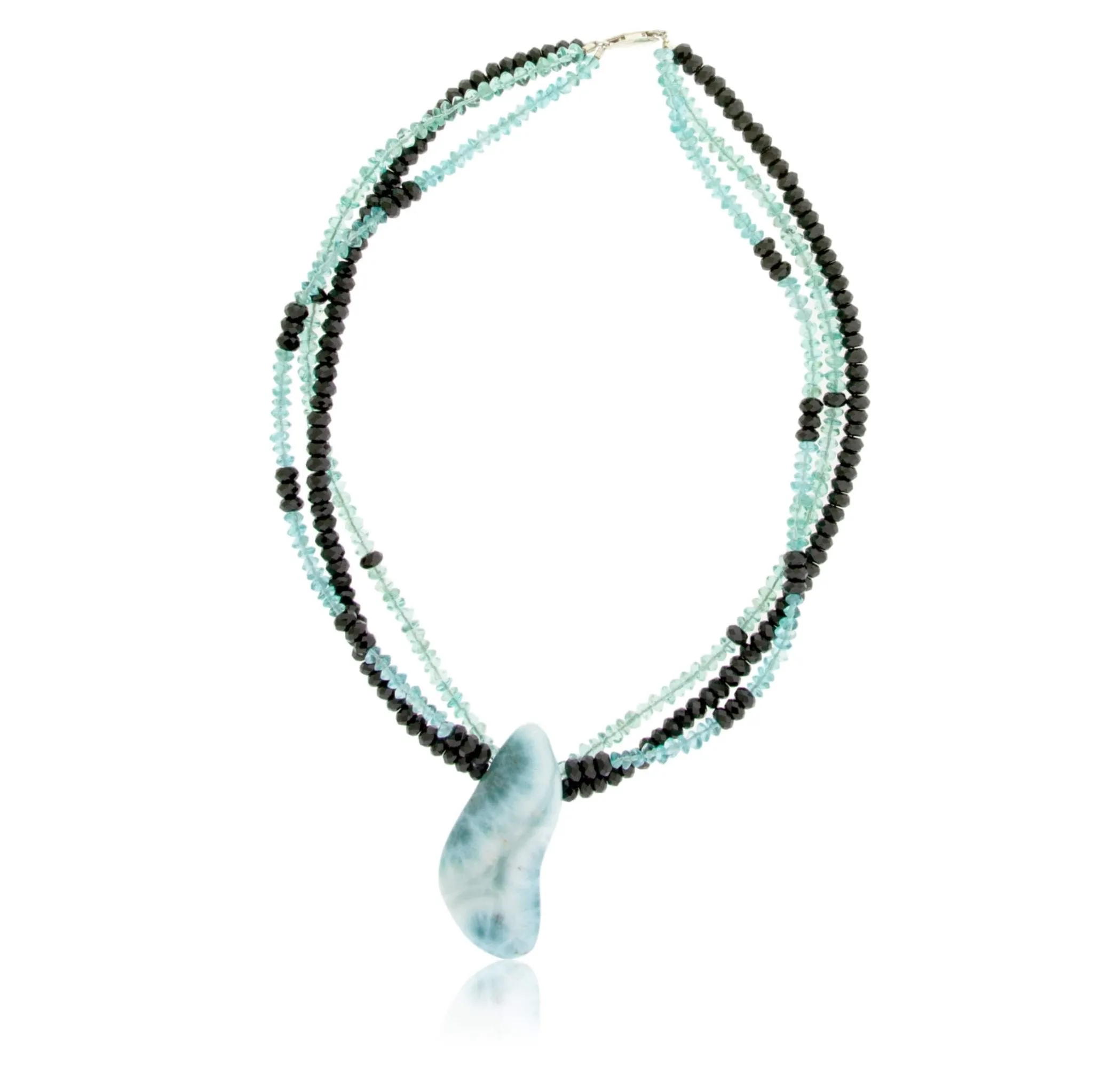 Black Spinel, Apatite & Larimar Beaded Necklace