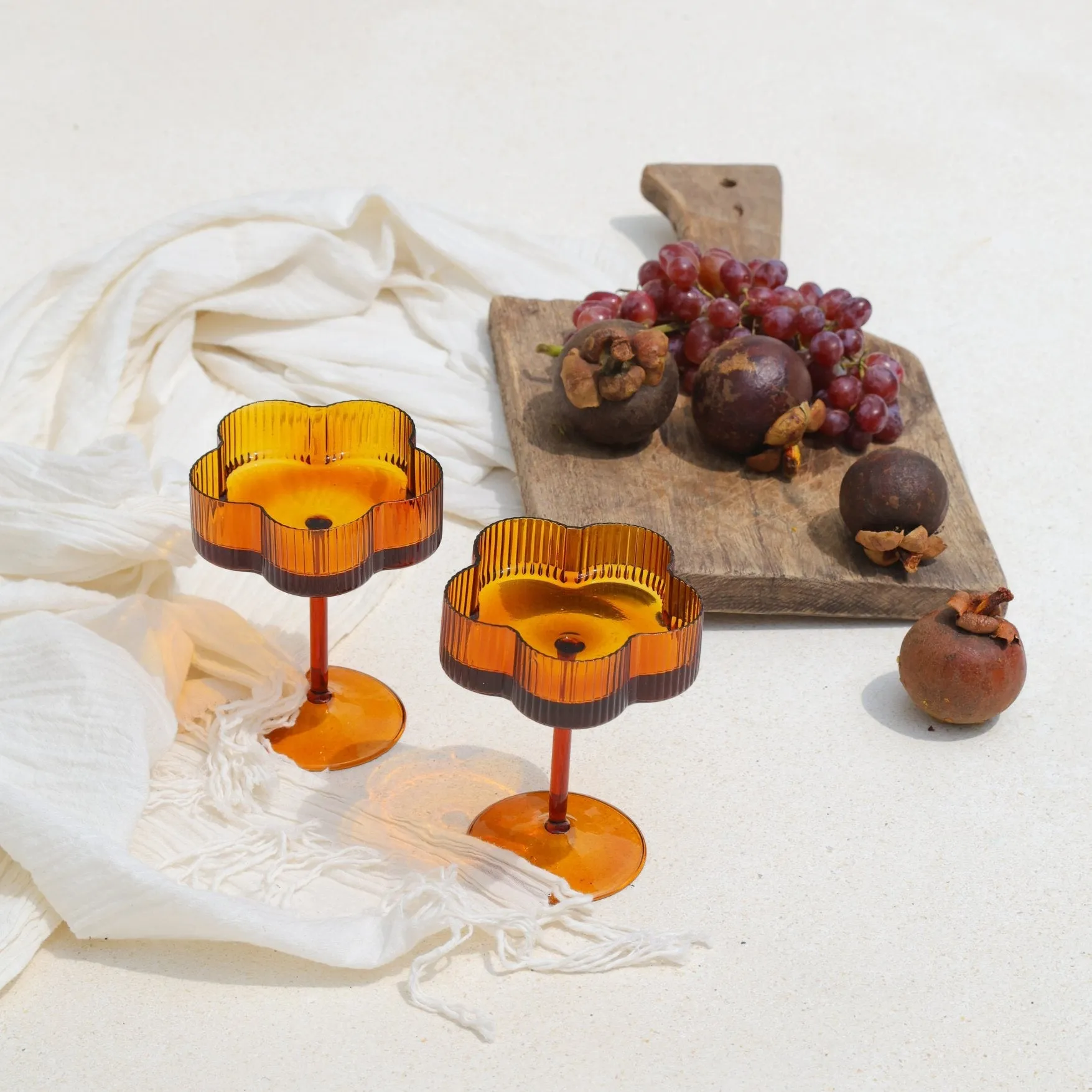 Bloom Cocktail Glass Set Of Two - Amber