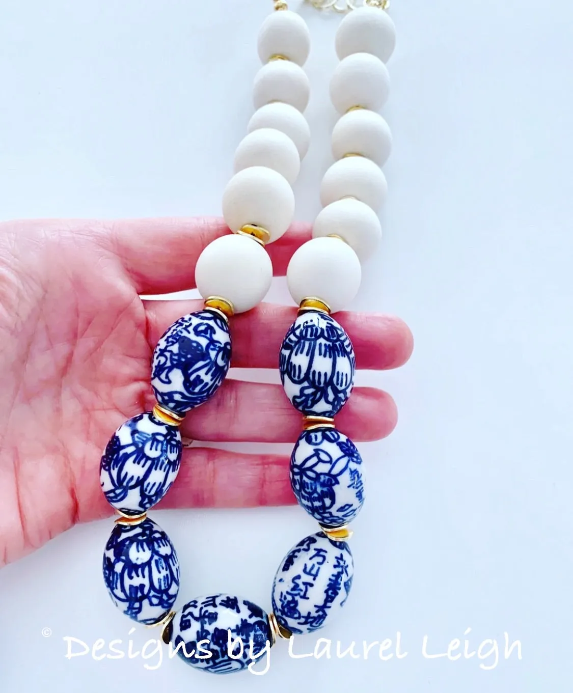 Blue & White Chinoiserie Statement Necklace