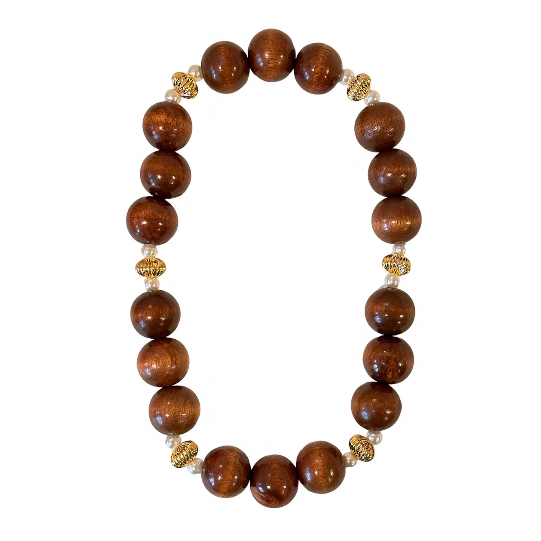 Bold Beaded Necklace-Dark Walnut