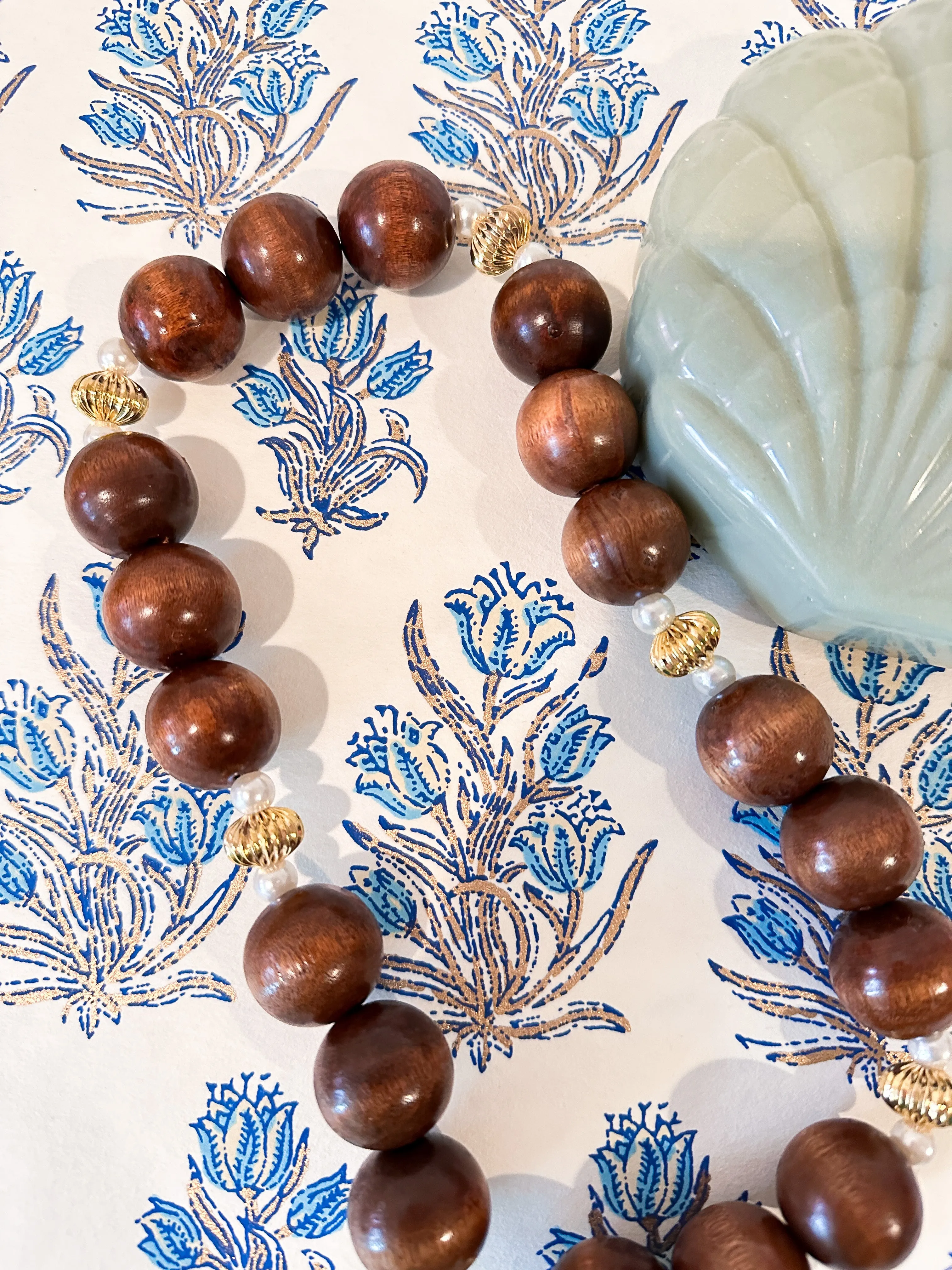 Bold Beaded Necklace-Dark Walnut